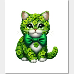 Clover American Shorthair Cat St Patricks Day Posters and Art